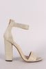 Glitter Open Toe Ankle Strap Chunky Heel
