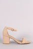 Bamboo Nubuck Ankle Strap Open Toe Block Heel