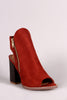 Suede Double-Side Zipper Peep Toe Booties