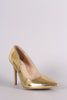 Qupid Metallic Pointy Toe Stiletto Pump