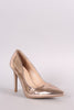 Qupid Metallic Pointy Toe Stiletto Pump