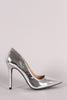 Qupid Metallic Pointy Toe Stiletto Pump