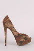 Liliana Camouflage Peep Toe Stiletto Platform Pump